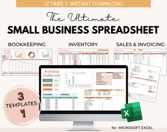 Ultimate Excel Inventory Tracking Bookkeeping and Invoicing, Small Business Bookkeeping Spreadsheet, Invoice Tracker & Inventory Management