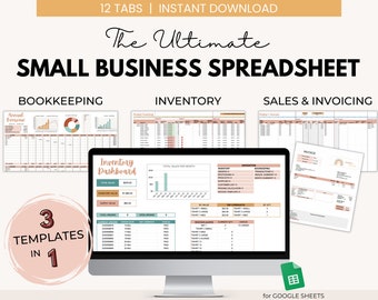 Simple Inventory Tracking Bookkeeping and Invoicing, Small Business Bookkeeping Spreadsheet, Invoice Tracker and Inventory for Google Sheets