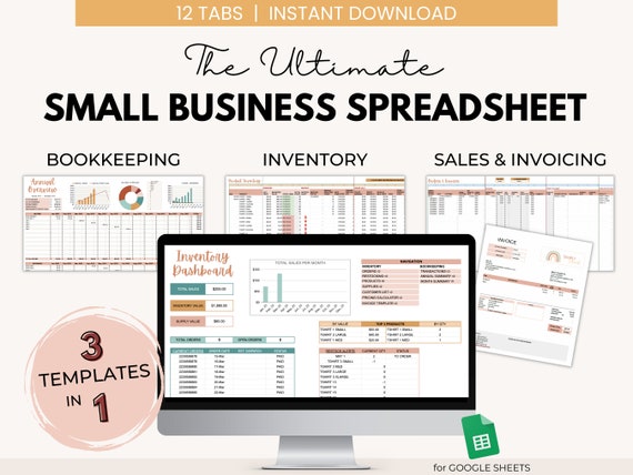 Simple Inventory Tracking Bookkeeping and Invoicing, Small Business Bookkeeping Spreadsheet, Invoice Tracker and Inventory for Google Sheets