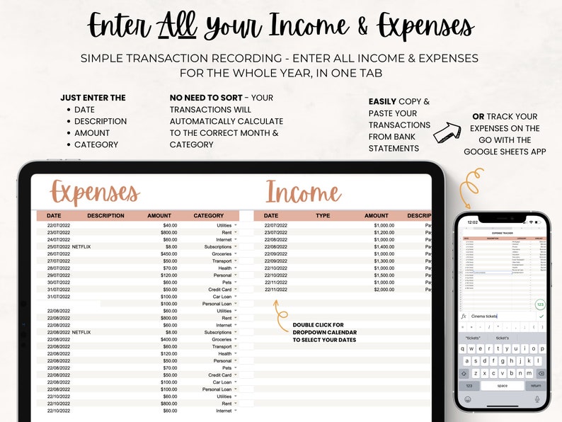 Ultimate Monthly Budget Spreadsheet Template for Google Sheets, Annual ...