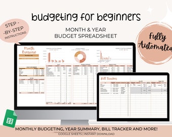 Beginner Budget Template | Annual Budget Spreadsheet, Google Sheets Budget, Financial Planner Digital, Monthly Budget Sheet, Expense Tracker