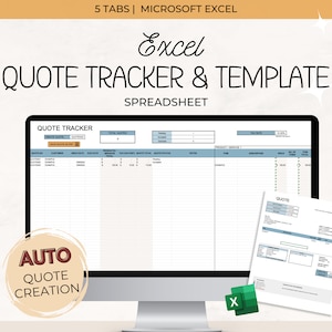 Quote Tracker for Excel, Small Business Bookkeeping Spreadsheet, Blue Business Quote Template
