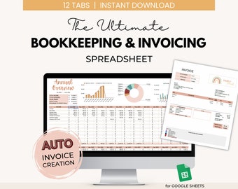 Mileage Tracker Invoice Template and Bookkeeping for Google Sheets, Small Business Spreadsheet, Bookkeeping Spreadsheet with Mileage Log