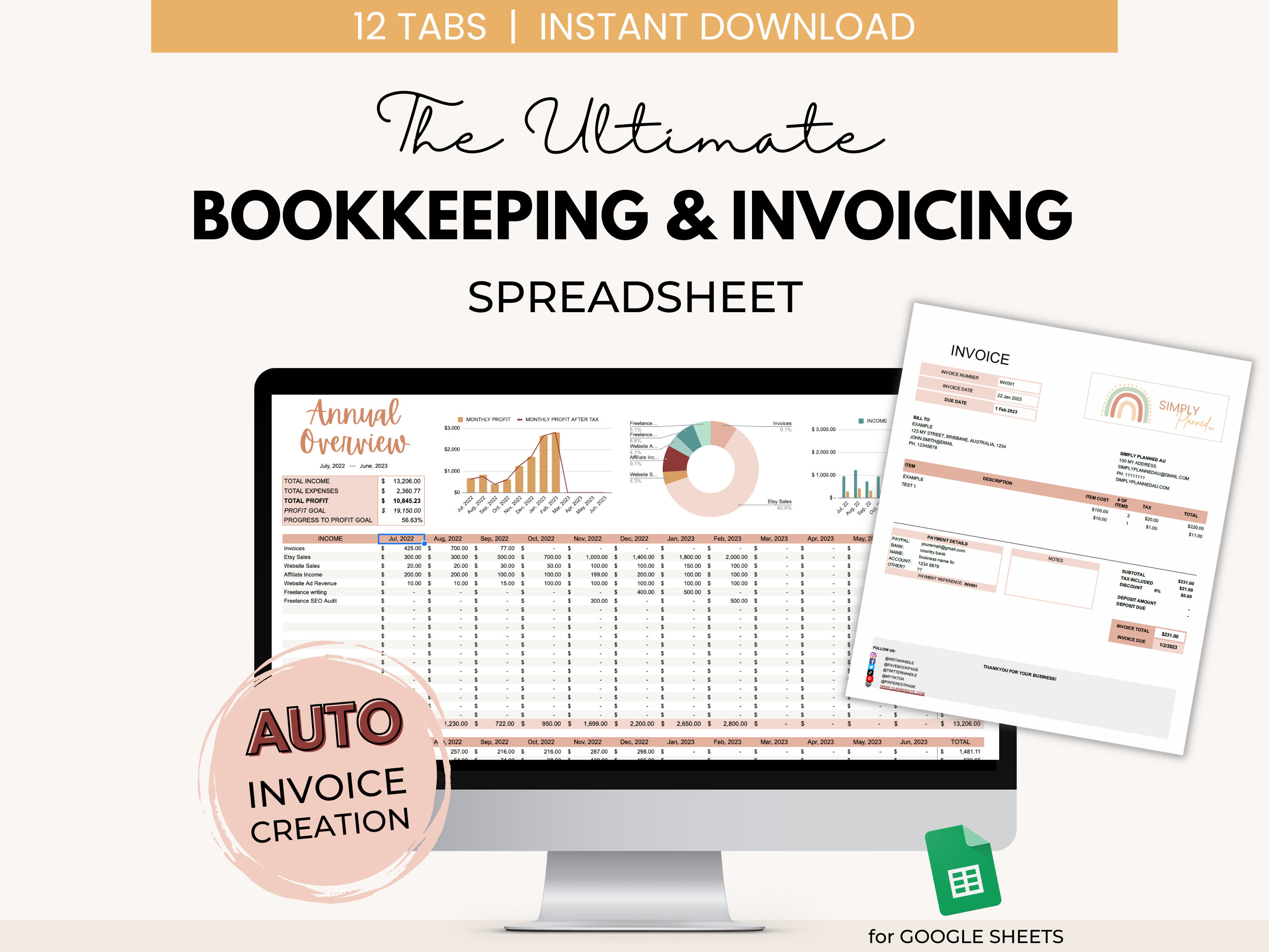 Mileage Tracker Invoice Template and Bookkeeping for Google Sheets ...