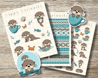 Otter Sticker Sheet | Bullet Journal Stickers, Planner Stickers, Scrapbook Stickers, love Sticker, Book Stickers, Journal Stickers