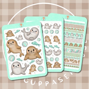 Feuille d'autocollants pour phoques | Stickers Bullet Journal, otarie, Stickers agenda, Stickers scrapbooking, Sticker amour, Stickers livre, Stickers journal