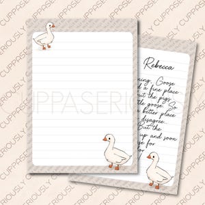 Papel para escribir Silly Goose / Papel rayado A5 / 5 hojas / Escritura de cartas / Amigo por correspondencia / Silly Goose
