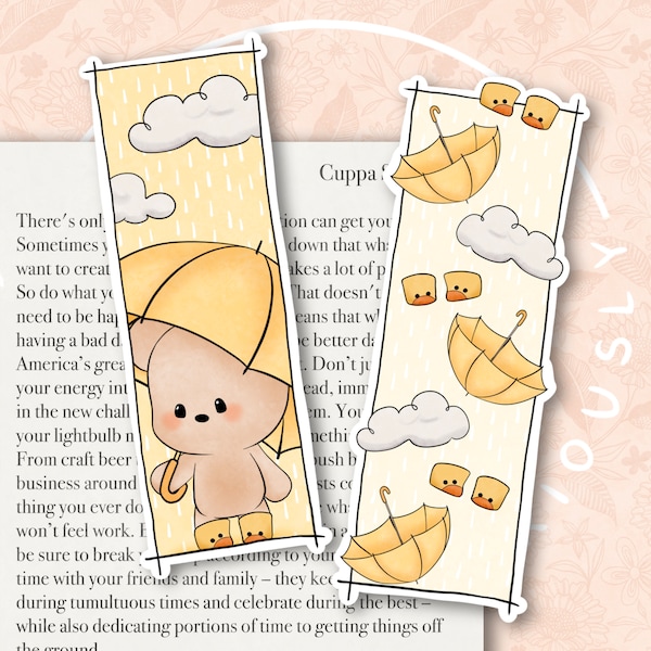 Ducky Bear Bookmark | Illustrated bookmarks | Spring bookmarks | Cosy bookmarks