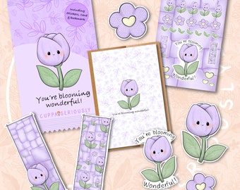 Tulip Blooming Wonderful Goodie Bag Collection | Stickers | greeting card | bookmarks | Mother’s Day gift