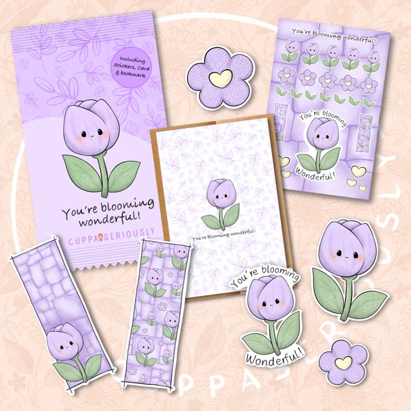 Tulip Blooming Wonderful Goodie Bag Collection | Stickers | greeting card | bookmarks | Mother’s Day gift