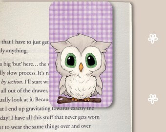 Magnetic Bookmark | Owl Purple Gingham bookmark | reading | planners | gift