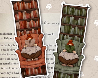 Bookcase Reading | Illustrated bookmarks | Autumnal bookmarks | Bookmarks | Cosy bookmarks |