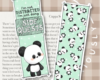 Panda Side Quests Bookmarks | Illustrated bookmarks | Neurospicy bookmarks | adhd bookmarks