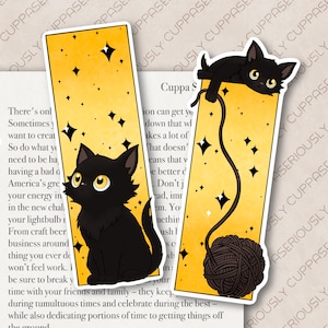 Black Cat Kitten Bookmarks | Illustrated bookmarks | Bookmarks | Cosy bookmarks | Cat