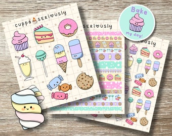 Sweets cakes Sticker Sheet | Bullet Journal Stickers, Planner Stickers, Scrapbook Stickers, confectionery Sticker, Book Stickers,