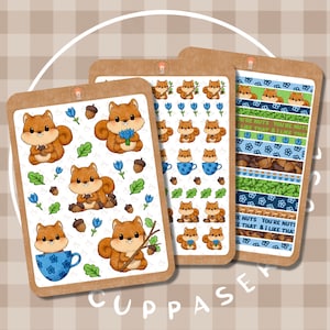 Squirrel Sticker Sheet | Bullet Journal Stickers, Planner Stickers, Scrapbook Stickers, love Stickers, Book Stickers, Journal Stickers