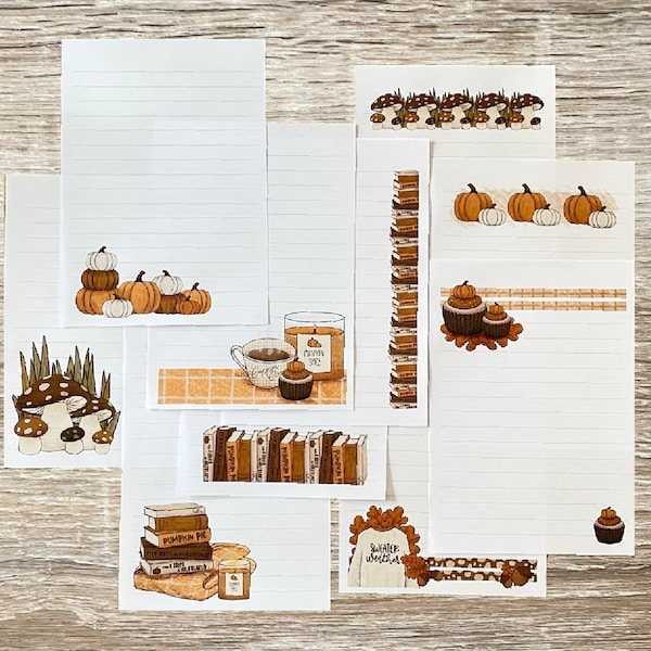 Autumn writing set, penpal letter paper, A5 fall writing bundle