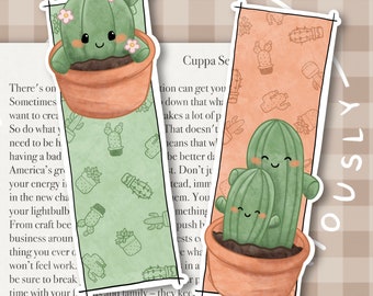 Kaktus Sukkulenten Lesezeichen | Illustrierte Lesezeichen | Lesezeichen | Gemütliche Lesezeichen