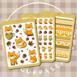 Feuille d'autocollants renard | Stickers Bullet Journal, Stickers agenda, Stickers scrapbooking, Sticker amour, Stickers livre, Stickers journal