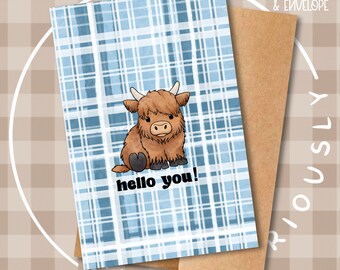 Highland Cow Greeting Card | Illustrated Note Card | Cosy cards