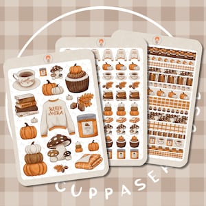 Autumn Stickers | fall sticker set | washi sheets | planner sticker sheets | reading | cosy | pumpkins - OG