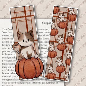 Cat Pumpkin Bookmarks | Illustrated bookmarks | Autumnal bookmarks | Bookmarks | Cosy bookmarks | Cat & Pumpkin
