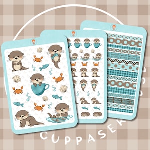 Feuille d'autocollants de loutre | Stickers Bullet Journal, Stickers agenda, Stickers scrapbooking, Sticker amour, Stickers livre, Stickers journal