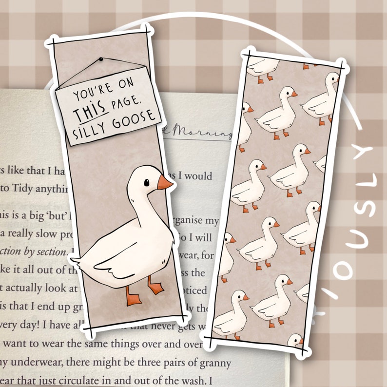 Silly Goose Bookmarks Illustrated bookmarks Year of the dragon bookmarks Cosy bookmarks zdjęcie 1