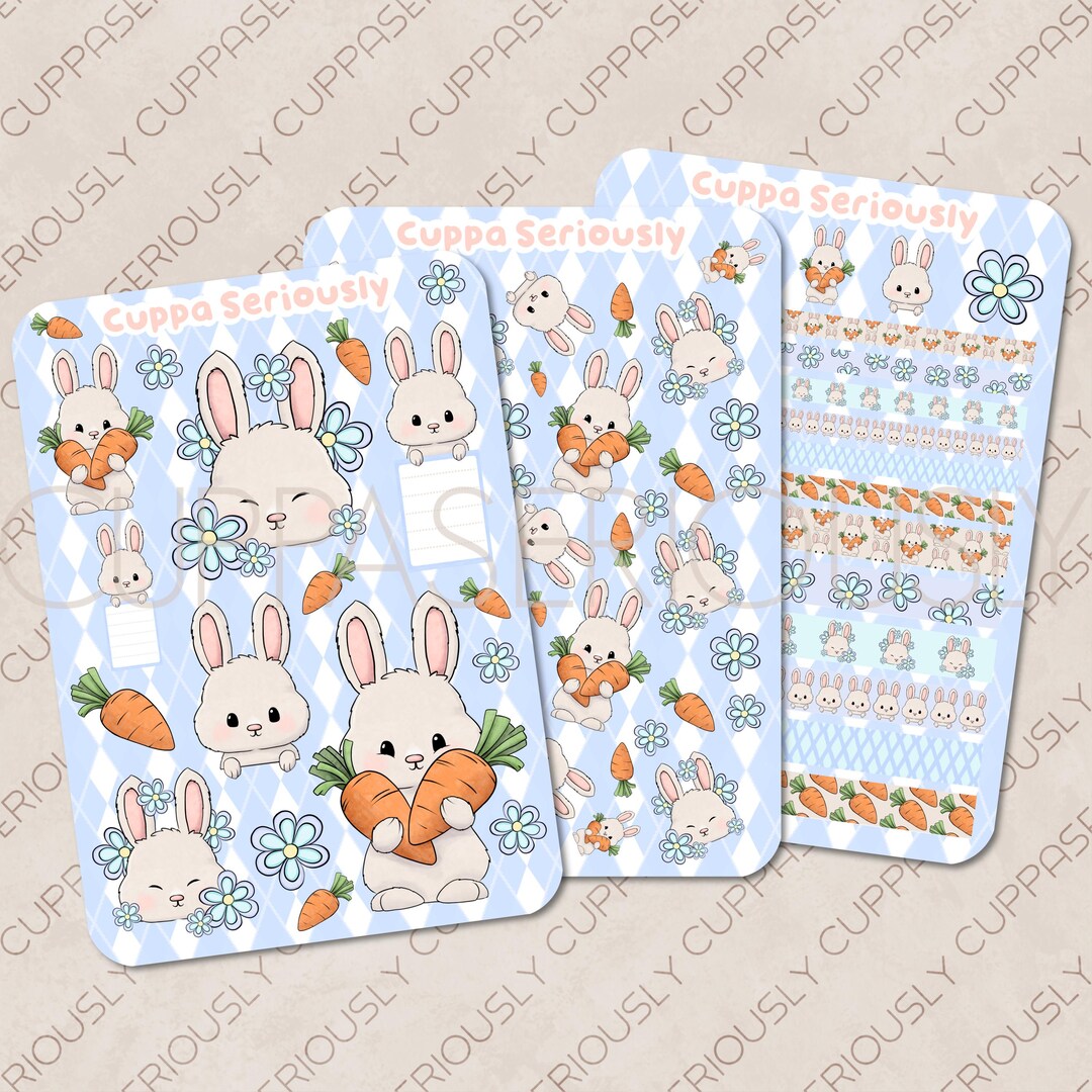 Bunny Rabbit & Carrot Sticker Set: Original Planner Stickers (bundle of ...