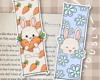 Bunny Rabbit Carrot Bookmarks | Illustrated bookmarks | Bookmarks | Cosy bookmarks