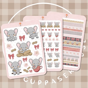Hoja de pegatinas de elefantes / Pegatinas para Bullet Journal, Pegatinas para planificador, Pegatinas para álbumes de recortes, Pegatinas de amor, Pegatinas para libros, Pegatinas para diarios