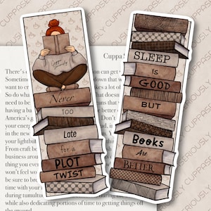 Reading Bookish Bookmarks | Illustrated bookmarks | Book quotes | Bookmarks | Cosy bookmarks |