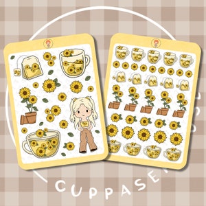 Sunflower Sticker Sheets | Bullet Journal Stickers, Planner Stickers, Scrapbook Stickers, Book Stickers, Journal Stickers