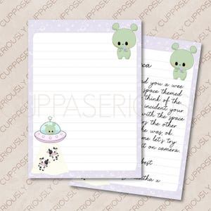 エイリアン UFO 筆記用紙 | A5 罫線入り用紙 | 5 枚 | 手紙書き | ペンパル | 宇宙船
