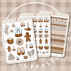 Christmas Festive Stickers | Winter sticker set | washi | Journalling - Brown
