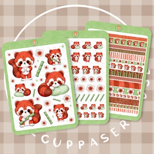 Roter Panda Sticker Bundle | Bullet Journal, Planer, Scrapbook, Liebe Aufkleber | 3er Set Bögen | Premium Matte Papier | Designed in Großbritannien