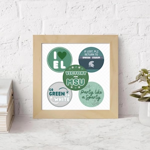 Michigan State Tailgate Buttons - Cute, Trendy Wall Art
