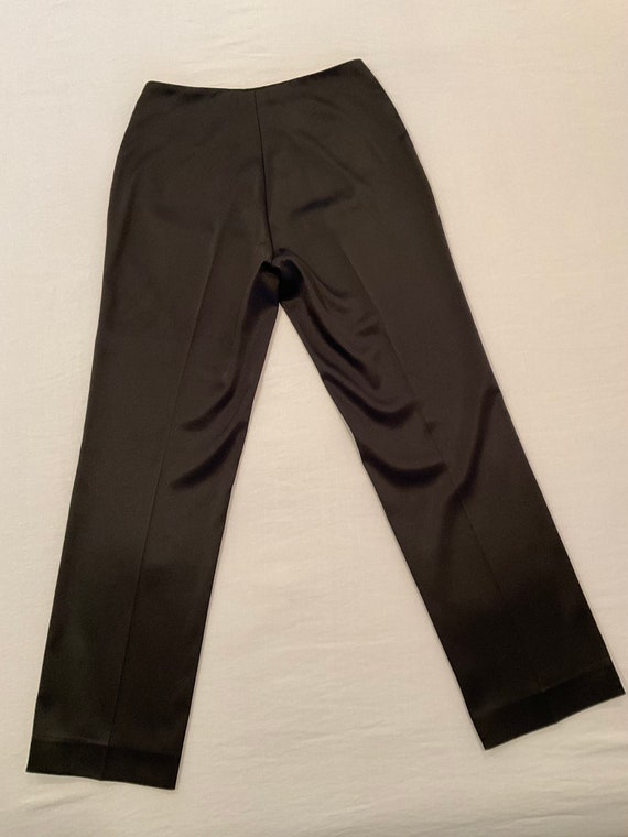 Vintage 80s Black Satin Dress Pants - Straight Le… - image 4