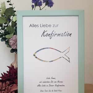 Personalisiertes Geldgeschenk zur Konfirmation / Kommunion - im Fisch Design - A4 Format