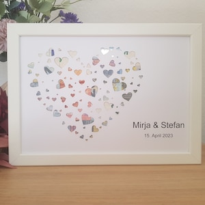 Personalized money gift for wedding - hearts - in A4 format