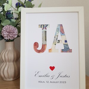 Personalisiertes Geldgeschenk zur Hochzeit - JA, ich will - im A4 Format