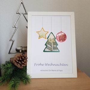 Personalisiertes Geldgeschenk zu Weihnachten - Christbaum Anhänger - in A4 Format