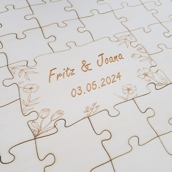 Puzzle guest book made of wood for the wedding - 28 cm x 38 cm, wooden puzzle as a guest book alternative, different variants and individual engraving