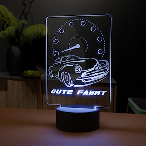 LED acryl geldgeschenk "Gute Reise" met gravure - rijbewijs gehaald, verjaardag, geldgeschenk, vakantie, reizen, vakantiefonds,