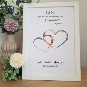 Personalisiertes Geldgeschenk zur Hochzeit -Herzen - im A4 Format