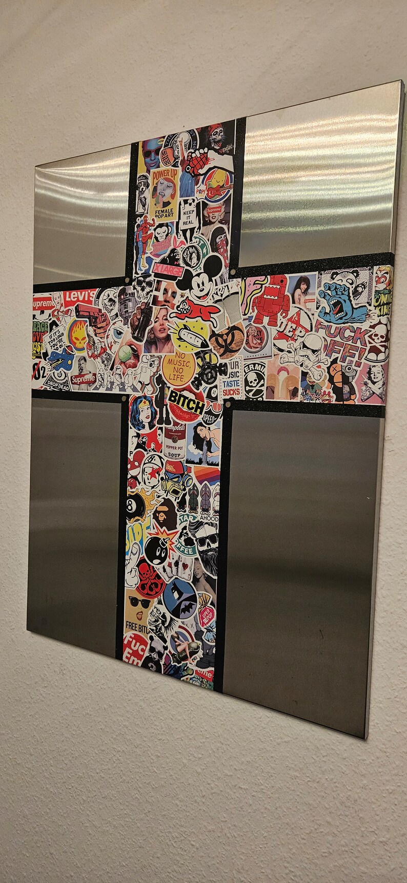 Metall Magnettafel PopArt Kreuz Bild 5