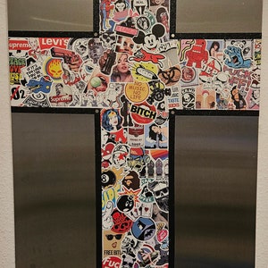 Metall Magnettafel PopArt Kreuz Bild 1