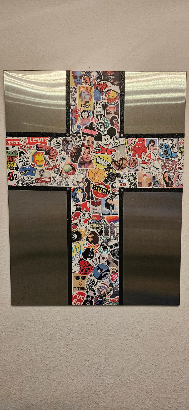 Metall Magnettafel PopArt Kreuz Bild 1