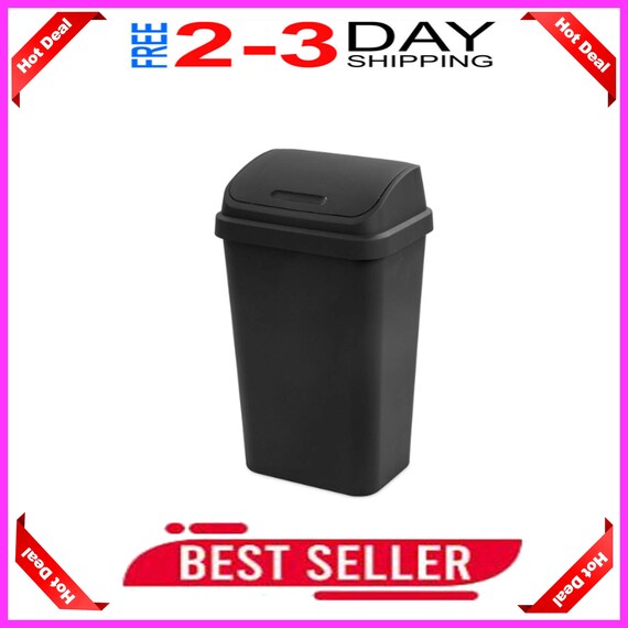 Sterilite - Black 13-Gallon Swing Top Wastebasket