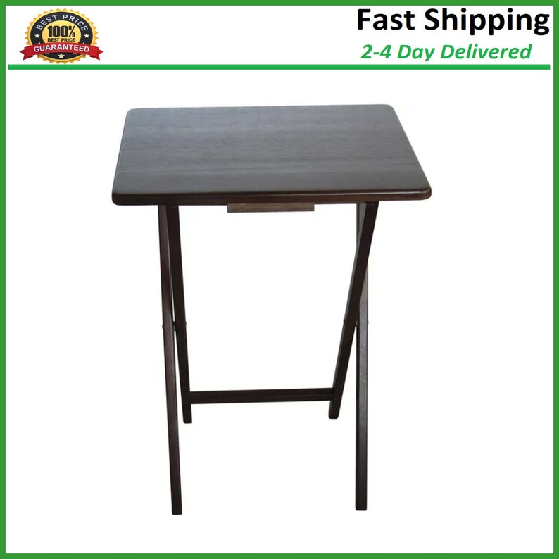Folding TV Tray Table Walnut 19 X 15 X 26 Inch, Pack 2 Etsy
